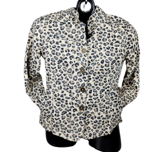 NWT Caslon Leopard Print Button Down‎ Women's Utility Jacket Size XXS - Picture 7 of 11